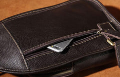 LEATHER MENS COOL SLING BAG Black Coffee CROSSBODY BAG CHEST BAG FOR MEN - imessengerbags