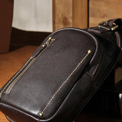 LEATHER MENS COOL SLING BAG Black Coffee CROSSBODY BAG CHEST BAG FOR MEN - imessengerbags