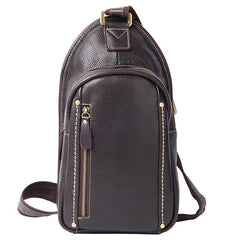 LEATHER MENS COOL SLING BAG Black Coffee CROSSBODY BAG CHEST BAG FOR MEN - imessengerbags