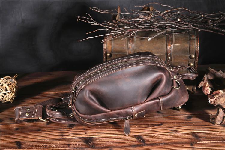 Fashion Summer Men's Leather Simple small Sling Bag chest bag crossbody bag  4018
