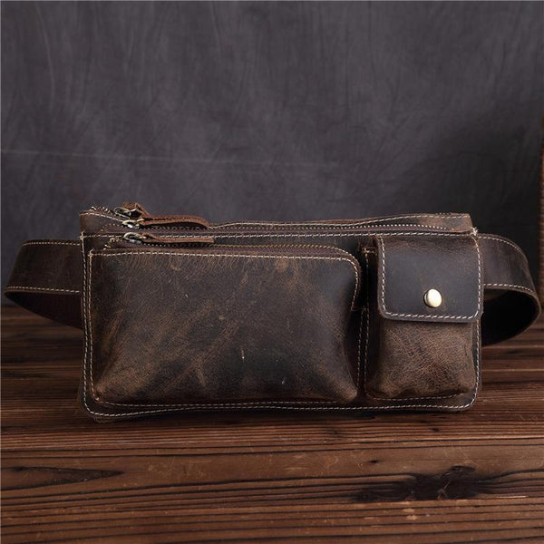 LEATHER MENS FANNY PACK FOR MEN BUMBAG Vintage WAIST BAG - imessengerbags
