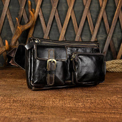 LEATHER MENS FANNY PACK WAIST BAG HIP PACK BELT BAG MEN