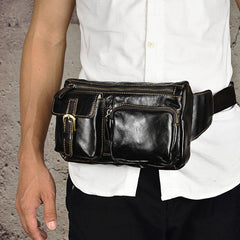 LEATHER MENS FANNY PACK WAIST BAG HIP PACK BELT BAG MEN