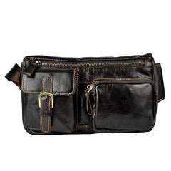 LEATHER MENS FANNY PACK WAIST BAG HIP PACK BELT BAG MEN