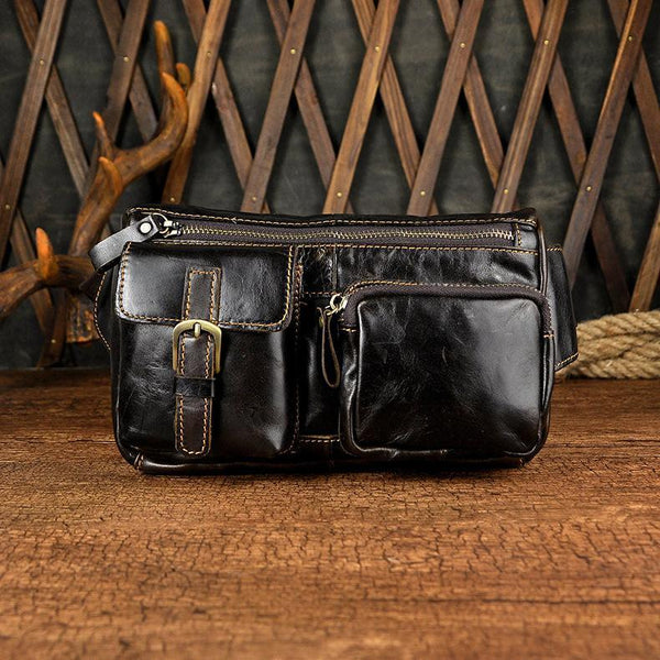 LEATHER MENS FANNY PACK WAIST BAG HIP PACK BELT BAG MEN - imessengerbags