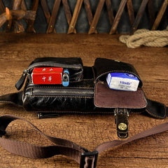 LEATHER MENS FANNY PACK WAIST BAG HIP PACK BELT BAG MEN