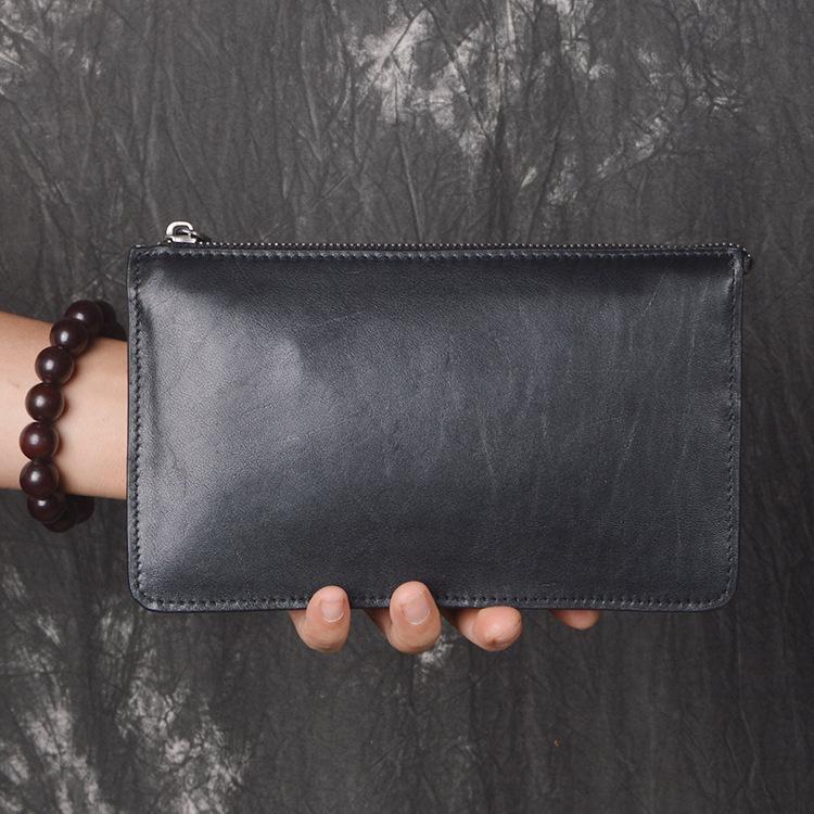 LEATHER MENS Wristlet Wallet Zipper Clutch FOR MEN - imessengerbags