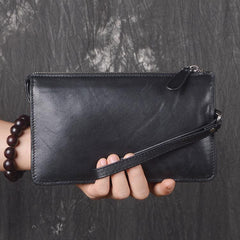 LEATHER MENS Wristlet Wallet Zipper Clutch FOR MEN - imessengerbags