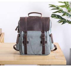 Lake Green Waxed Canvas Mens Large 14'' Laptop Backpack College Backpack Hiking Backpack for Men - imessengerbags
