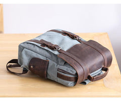 Lake Green Waxed Canvas Mens Large 14'' Laptop Backpack College Backpack Hiking Backpack for Men - imessengerbags