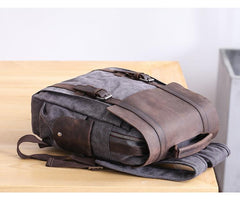 Lake Green Waxed Canvas Mens Large 14'' Laptop Backpack College Backpack Hiking Backpack for Men - imessengerbags