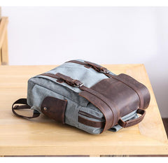 Lake Green Waxed Canvas Mens Large 14'' Laptop Backpack College Backpack Hiking Backpack for Men - imessengerbags