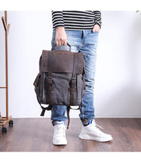 Lake Green Waxed Canvas Mens Large 14'' Laptop Backpack College Backpack Hiking Backpack for Men - imessengerbags
