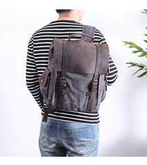 Lake Green Waxed Canvas Mens Large 14'' Laptop Backpack College Backpack Hiking Backpack for Men - imessengerbags