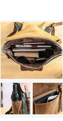 Lake Green Waxed Canvas Mens Large 15'' Laptop Backpack College Backpack Hiking Backpack for Men - imessengerbags