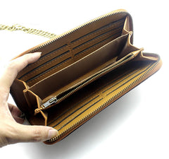 Badass Coffee Leather Men's Long Wallet with Chain Biker Chain Wallet Chain Wallet For Men - imessengerbags