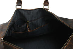 Large Leather Mens Barrel Overnight Bags Weekender Bag Travel Bags For Men - imessengerbags