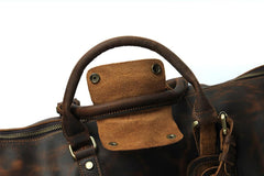 Large Leather Mens Barrel Overnight Bags Weekender Bag Travel Bags For Men - imessengerbags