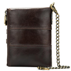 Cool Brown Leather Men's Biker Chain Wallet Black Small Wallet with Chain For Men - imessengerbags