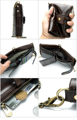 Cool Brown Leather Men's Biker Chain Wallet Black Small Wallet with Chain For Men - imessengerbags