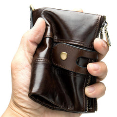 Cool Brown Leather Men's Biker Chain Wallet Black Small Wallet with Chain For Men - imessengerbags