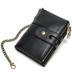 Cool Brown Leather Men's Biker Chain Wallet Black Small Wallet with Chain For Men - imessengerbags