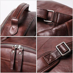 Cool Brown Leather Men's 15'' Laptop Backpack School Backpack Travel Backpack For Men - imessengerbags