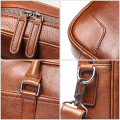 Vintage Brown Leather Men's Professional Briefcase 15‘’ Laptop Briefcase Work Handbag For Men - imessengerbags