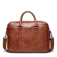 Vintage Brown Leather Men's Professional Briefcase 15‘’ Laptop Briefcase Work Handbag For Men - imessengerbags