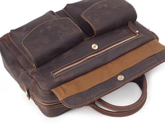 Vintage Brown Leather Men's 15'' Computer Briefcase Handbag Professional Briefcase For Men - imessengerbags