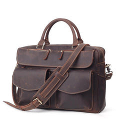 Vintage Brown Leather Men's 15'' Computer Briefcase Handbag Professional Briefcase For Men - imessengerbags
