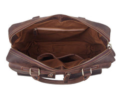 Vintage Brown Leather Men's 15'' Computer Briefcase Handbag Professional Briefcase For Men - imessengerbags