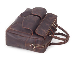 Vintage Brown Leather Men's 15'' Computer Briefcase Handbag Professional Briefcase For Men - imessengerbags