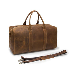 Vintage Brown Leather Men's Travel Bag Overnight Bag Weekender Bag For Men - imessengerbags