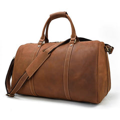 Vintage Brown Leather Men's Overnight Bag Weekender Bag Brown Travel Bag Handbag For Men - imessengerbags