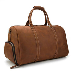 Vintage Brown Leather Men's Overnight Bag Weekender Bag Brown Travel Bag Handbag For Men - imessengerbags