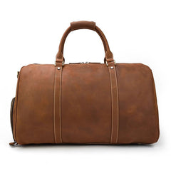 Vintage Brown Leather Men's Overnight Bag Weekender Bag Brown Travel Bag Handbag For Men - imessengerbags