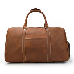 Vintage Brown Leather Men's Overnight Bag Weekender Bag Brown Travel Bag Handbag For Men - imessengerbags