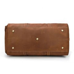 Vintage Brown Leather Men's Overnight Bag Weekender Bag Brown Travel Bag Handbag For Men - imessengerbags
