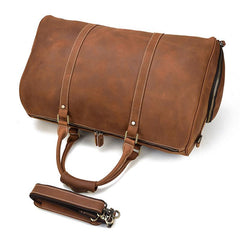 Vintage Brown Leather Men's Overnight Bag Weekender Bag Brown Travel Bag Handbag For Men - imessengerbags