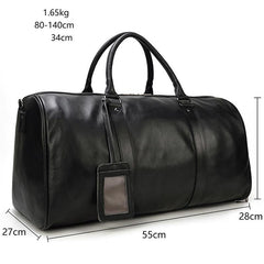 Cool Black Large Leather Men's Overnight Bag Weekender Bag Travel Luggage Bag For Men - imessengerbags