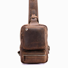 Cool MENS LEATHER CHEST BAGS SLING BAGs ONE SHOULDER BACKPACK FOR MEN