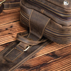 Cool MENS LEATHER CHEST BAGS SLING BAGs ONE SHOULDER BACKPACK FOR MEN