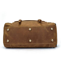 Large Retro Leather Men Barrel Overnight Bags Travel Bags Weekender Bags For Men