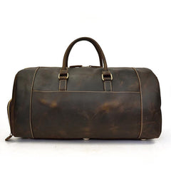 Large Retro Leather Men Barrel Overnight Bags Travel Bags Weekender Bags For Men