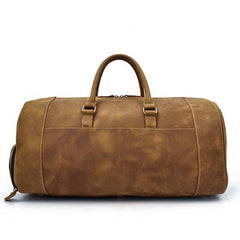 Large Retro Leather Men Barrel Overnight Bags Travel Bags Weekender Bags For Men