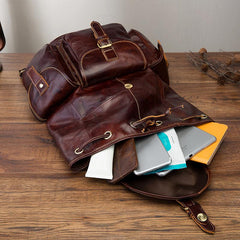 Vintage Brown Leather Men's Backpack 14'' Computer Backpacks Travel Backpack For Men - imessengerbags