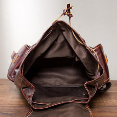 Vintage Brown Leather Men's Backpack 14'' Computer Backpacks Travel Backpack For Men - imessengerbags