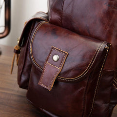 Vintage Brown Leather Men's Backpack 14'' Computer Backpacks Travel Backpack For Men - imessengerbags