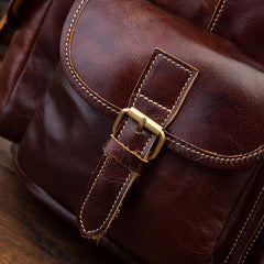 Vintage Brown Leather Men's Backpack 14'' Computer Backpacks Travel Backpack For Men - imessengerbags